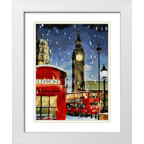 London in Red White Modern Wood Framed Art Print with Double Matting by Medeiros, Celito