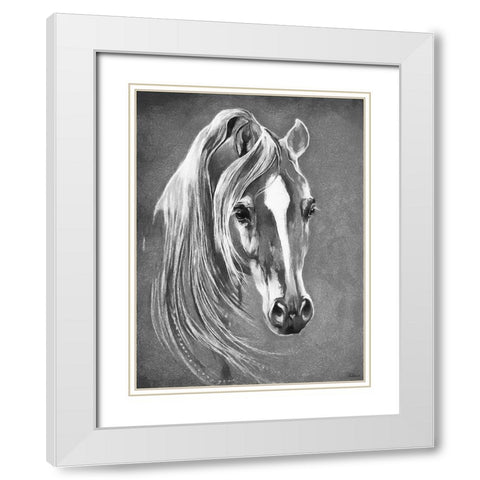 Horse Face BW II White Modern Wood Framed Art Print with Double Matting by Medeiros, Celito