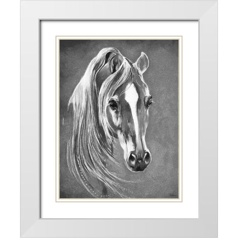 Horse Face BW II White Modern Wood Framed Art Print with Double Matting by Medeiros, Celito