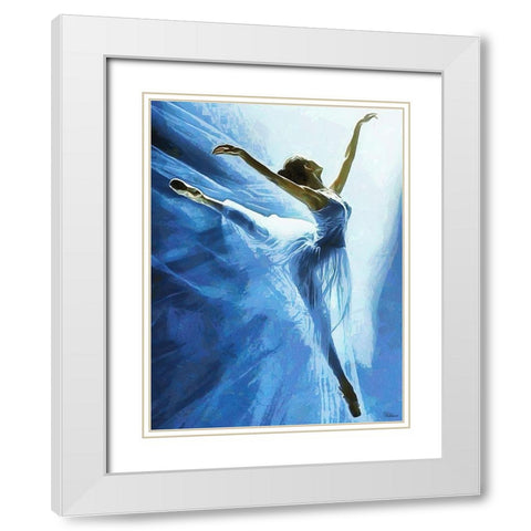Ballet Dancer in blue White Modern Wood Framed Art Print with Double Matting by Medeiros, Celito