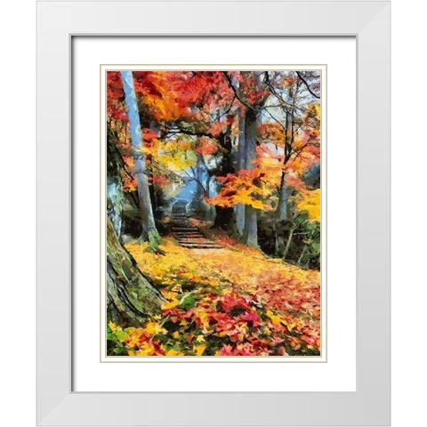 Autumn Way I White Modern Wood Framed Art Print with Double Matting by Medeiros, Celito
