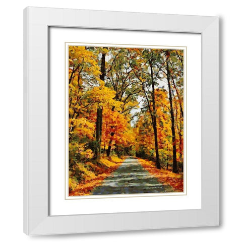 Autumn Way III White Modern Wood Framed Art Print with Double Matting by Medeiros, Celito