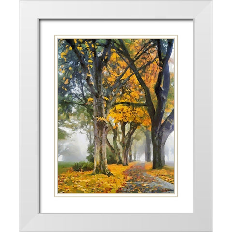 Autumn Way IV White Modern Wood Framed Art Print with Double Matting by Medeiros, Celito