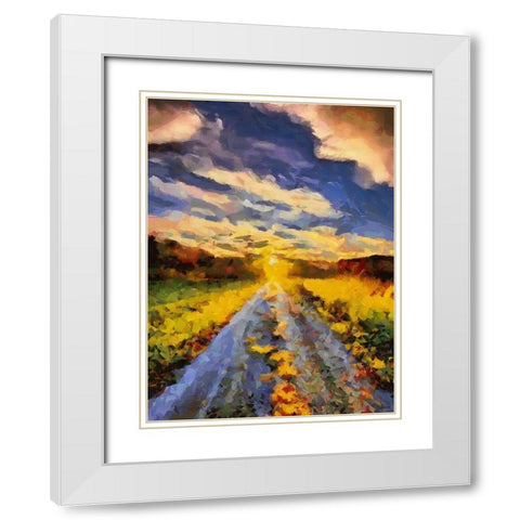 Sunset Road White Modern Wood Framed Art Print with Double Matting by Medeiros, Celito