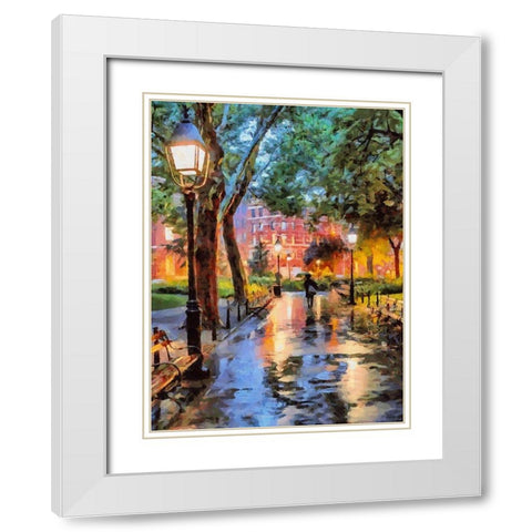 Evening in the Park White Modern Wood Framed Art Print with Double Matting by Medeiros, Celito