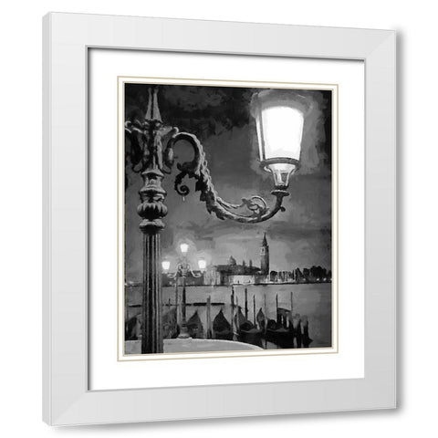Venice BW White Modern Wood Framed Art Print with Double Matting by Medeiros, Celito