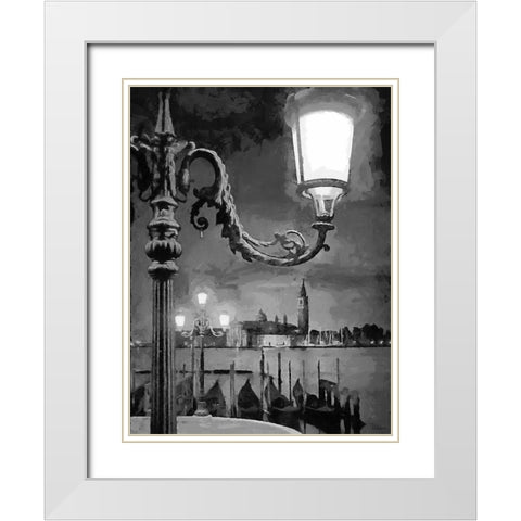 Venice BW White Modern Wood Framed Art Print with Double Matting by Medeiros, Celito