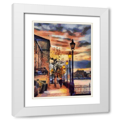 The Lamps are ON White Modern Wood Framed Art Print with Double Matting by Medeiros, Celito