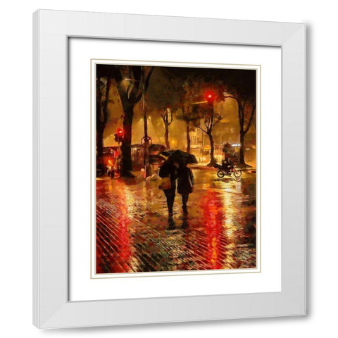Red Traffic Lights  White Modern Wood Framed Art Print with Double Matting by Medeiros, Celito