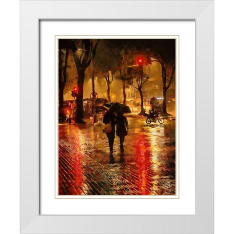 Red Traffic Lights  White Modern Wood Framed Art Print with Double Matting by Medeiros, Celito