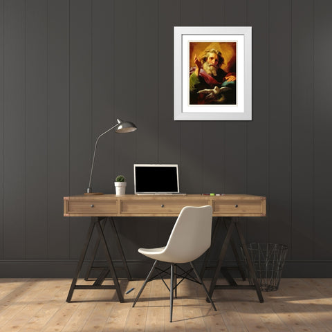 God sens the Holy Spirit White Modern Wood Framed Art Print with Double Matting by Medeiros, Celito
