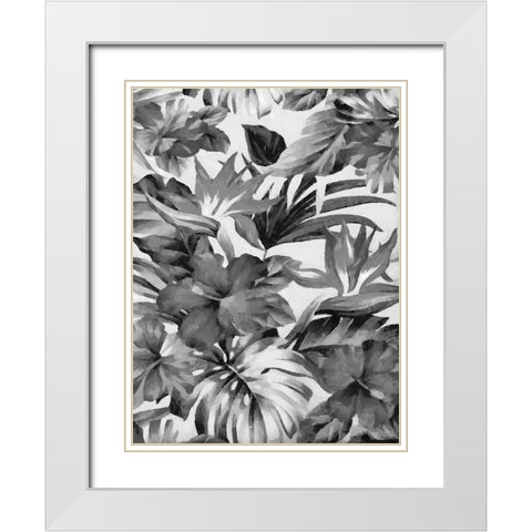 Leaves BW11 White Modern Wood Framed Art Print with Double Matting by Medeiros, Celito