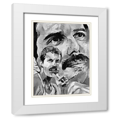 Freddie BW White Modern Wood Framed Art Print with Double Matting by Medeiros, Celito