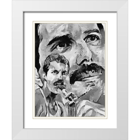 Freddie BW White Modern Wood Framed Art Print with Double Matting by Medeiros, Celito