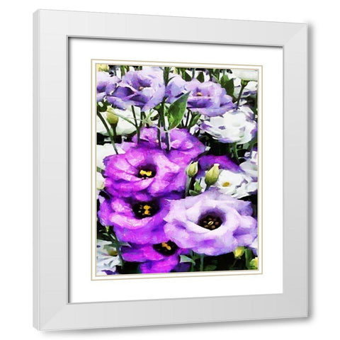 Purple Flowers White Modern Wood Framed Art Print with Double Matting by Medeiros, Celito