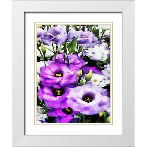 Purple Flowers White Modern Wood Framed Art Print with Double Matting by Medeiros, Celito