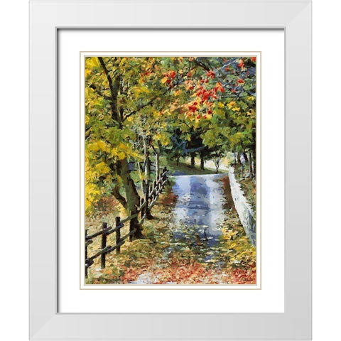 Autumn Way V White Modern Wood Framed Art Print with Double Matting by Medeiros, Celito