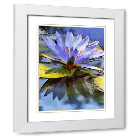 Purple Watterlilly White Modern Wood Framed Art Print with Double Matting by Medeiros, Celito