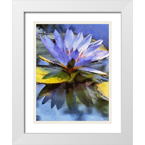 Purple Watterlilly White Modern Wood Framed Art Print with Double Matting by Medeiros, Celito