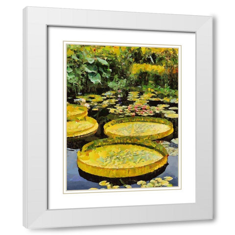 Big green Leaves I White Modern Wood Framed Art Print with Double Matting by Medeiros, Celito