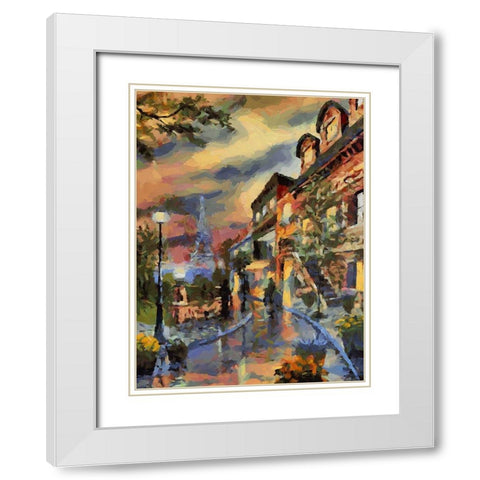 House in Paris White Modern Wood Framed Art Print with Double Matting by Medeiros, Celito