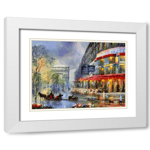Arc de Triomphe in Paris White Modern Wood Framed Art Print with Double Matting by Medeiros, Celito