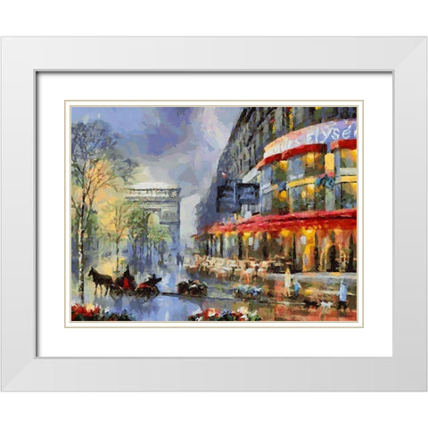 Arc de Triomphe in Paris White Modern Wood Framed Art Print with Double Matting by Medeiros, Celito