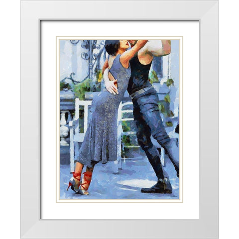 Tango V White Modern Wood Framed Art Print with Double Matting by Medeiros, Celito