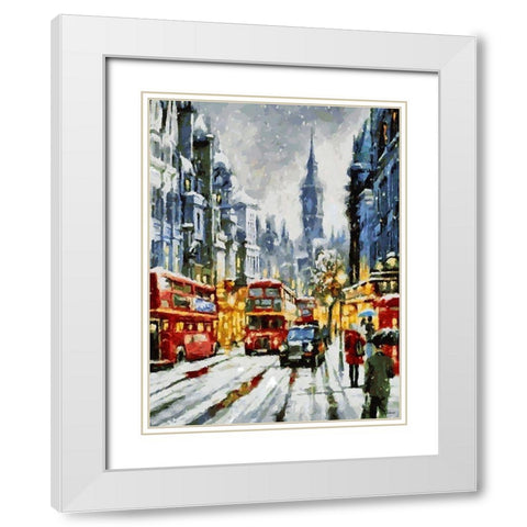 London Variations VI White Modern Wood Framed Art Print with Double Matting by Medeiros, Celito