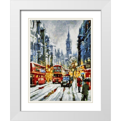 London Variations VI White Modern Wood Framed Art Print with Double Matting by Medeiros, Celito