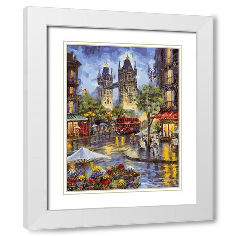 London Variations VII White Modern Wood Framed Art Print with Double Matting by Medeiros, Celito