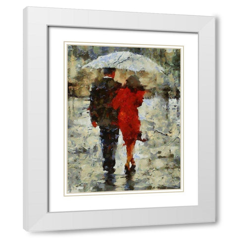Under Umbrella I White Modern Wood Framed Art Print with Double Matting by Medeiros, Celito