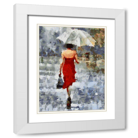 Under Umbrella III White Modern Wood Framed Art Print with Double Matting by Medeiros, Celito