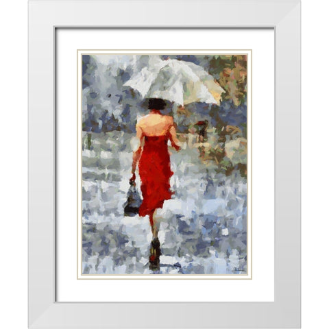 Under Umbrella III White Modern Wood Framed Art Print with Double Matting by Medeiros, Celito