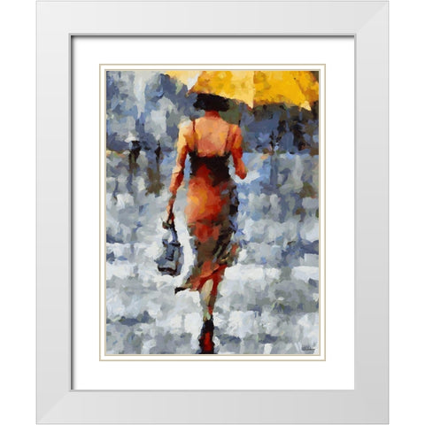 Under Umbrella IV White Modern Wood Framed Art Print with Double Matting by Medeiros, Celito