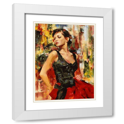 Girl dancing Tango I White Modern Wood Framed Art Print with Double Matting by Medeiros, Celito