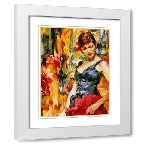 Girl dancing Tango II White Modern Wood Framed Art Print with Double Matting by Medeiros, Celito