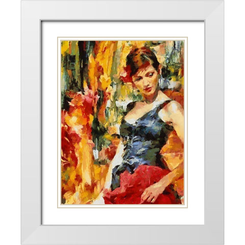 Girl dancing Tango II White Modern Wood Framed Art Print with Double Matting by Medeiros, Celito