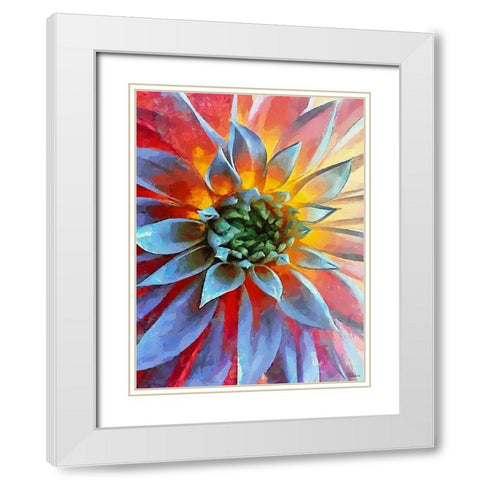 Flower in Red II White Modern Wood Framed Art Print with Double Matting by Medeiros, Celito