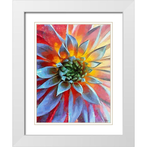 Flower in Red II White Modern Wood Framed Art Print with Double Matting by Medeiros, Celito
