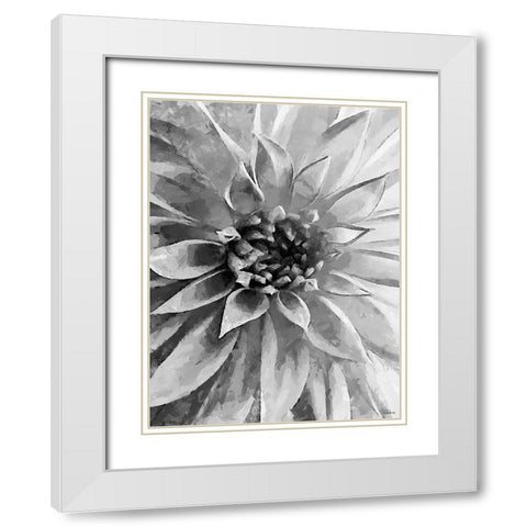 Leaves BW12 White Modern Wood Framed Art Print with Double Matting by Medeiros, Celito