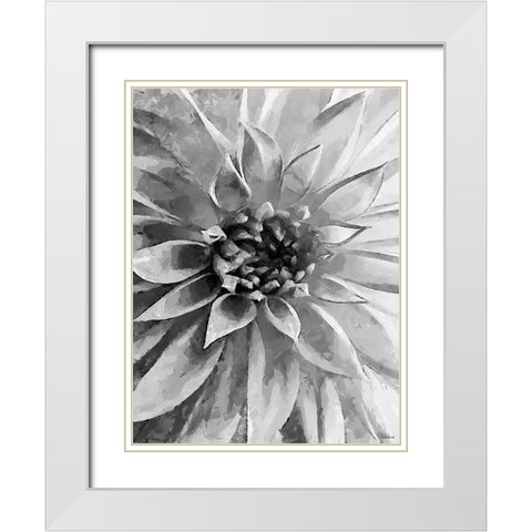 Leaves BW12 White Modern Wood Framed Art Print with Double Matting by Medeiros, Celito