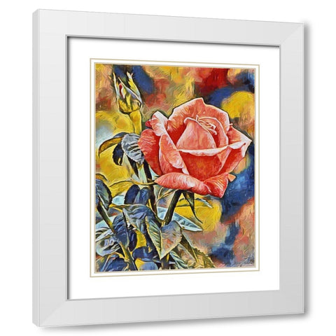 Red Rose White Modern Wood Framed Art Print with Double Matting by Medeiros, Celito