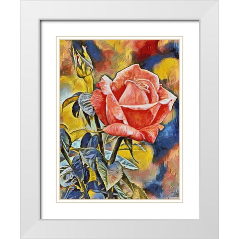 Red Rose White Modern Wood Framed Art Print with Double Matting by Medeiros, Celito