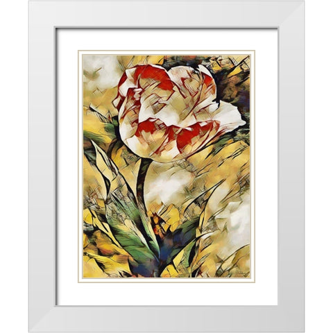 Tulip other way White Modern Wood Framed Art Print with Double Matting by Medeiros, Celito