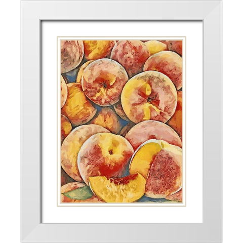 Peaches White Modern Wood Framed Art Print with Double Matting by Medeiros, Celito