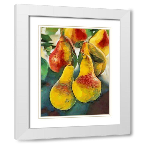 Pears White Modern Wood Framed Art Print with Double Matting by Medeiros, Celito