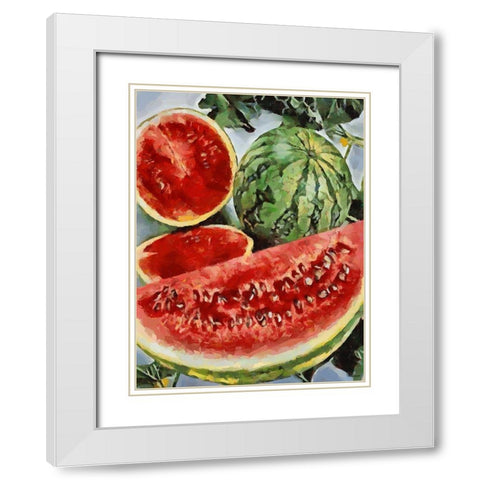 Water Melon White Modern Wood Framed Art Print with Double Matting by Medeiros, Celito