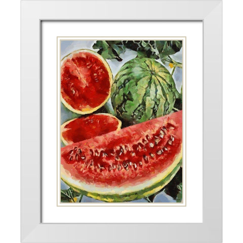 Water Melon White Modern Wood Framed Art Print with Double Matting by Medeiros, Celito