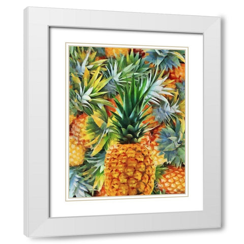 Pineapple White Modern Wood Framed Art Print with Double Matting by Medeiros, Celito